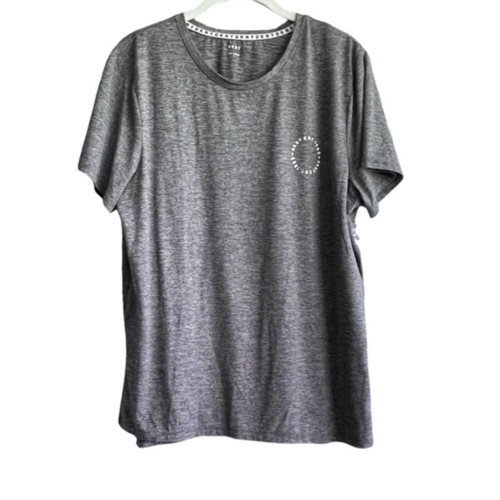 DKNY Short Sleeve Tee Round Neck Top Heather Gray Size L